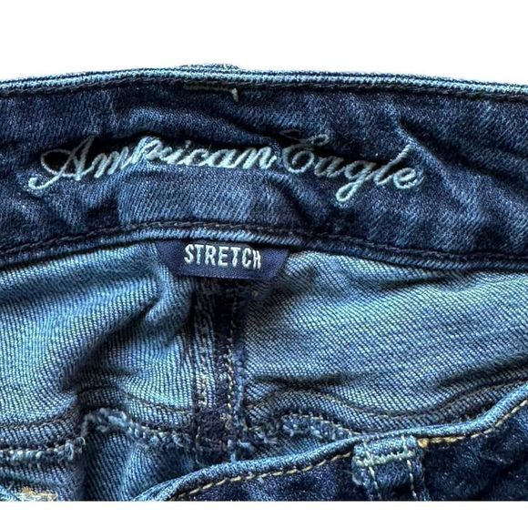 American Eagle Outfitters Skinny Kick Low Rise Denim Jeans Sequin Pockets Size 8 - Picture 6 of 7